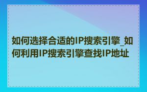 如何选择合适的IP搜索引擎_如何利用IP搜索引擎查找IP地址