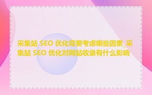 采集站 SEO 优化需要考虑哪些因素_采集站 SEO 优化对网站收录有什么影响