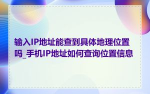 输入IP地址能查到具体地理位置吗_手机IP地址如何查询位置信息
