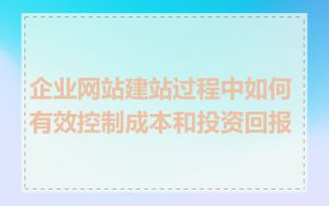 企业网站建站过程中如何有效控制成本和投资回报
