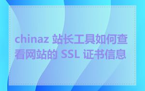 chinaz 站长工具如何查看网站的 SSL 证书信息