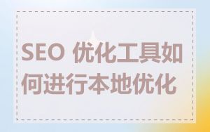 SEO 优化工具如何进行本地优化
