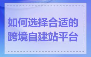 如何选择合适的跨境自建站平台