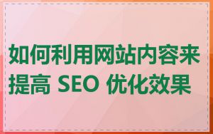 如何利用网站内容来提高 SEO 优化效果