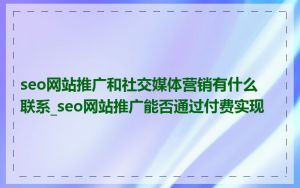seo网站推广和社交媒体营销有什么联系_seo网站推广能否通过付费实现