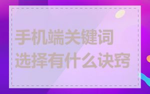 手机端关键词选择有什么诀窍