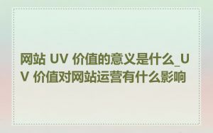 网站 UV 价值的意义是什么_UV 价值对网站运营有什么影响