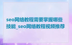 seo网络教程需要掌握哪些技能_seo网络教程视频推荐
