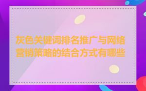 灰色关键词排名推广与网络营销策略的结合方式有哪些