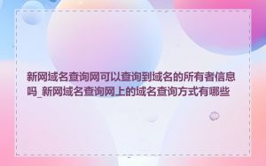 新网域名查询网可以查询到域名的所有者信息吗_新网域名查询网上的域名查询方式有哪些