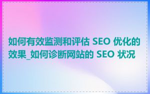 如何有效监测和评估 SEO 优化的效果_如何诊断网站的 SEO 状况