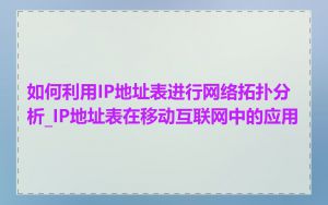 如何利用IP地址表进行网络拓扑分析_IP地址表在移动互联网中的应用