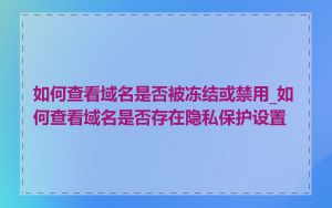 如何查看域名是否被冻结或禁用_如何查看域名是否存在隐私保护设置