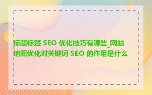 标题标签 SEO 优化技巧有哪些_网站地图优化对关键词 SEO 的作用是什么