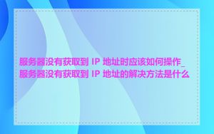 服务器没有获取到 IP 地址时应该如何操作_服务器没有获取到 IP 地址的解决方法是什么