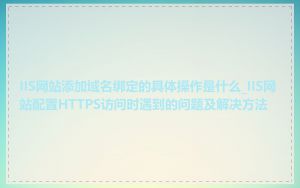 IIS网站添加域名绑定的具体操作是什么_IIS网站配置HTTPS访问时遇到的问题及解决方法