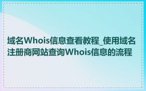 域名Whois信息查看教程_使用域名注册商网站查询Whois信息的流程