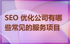 SEO 优化公司有哪些常见的服务项目