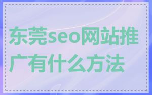 东莞seo网站推广有什么方法