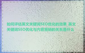 如何评估英文关键词SEO优化的效果_英文关键词SEO优化与内容营销的关系是什么