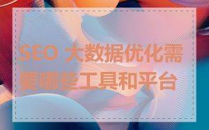 SEO 大数据优化需要哪些工具和平台