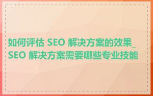 如何评估 SEO 解决方案的效果_SEO 解决方案需要哪些专业技能