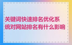 关键词快速排名优化系统对网站排名有什么影响
