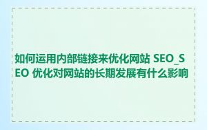 如何运用内部链接来优化网站 SEO_SEO 优化对网站的长期发展有什么影响