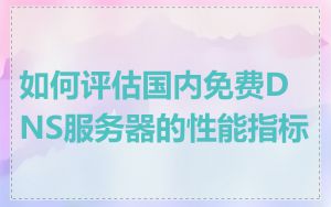 如何评估国内免费DNS服务器的性能指标