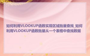 如何利用VLOOKUP函数实现区域批量查找_如何利用VLOOKUP函数批量从一个表格中查找数据