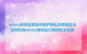 whois查询结果如何保护隐私和数据安全_如何利用whois查询进行网络安全检查
