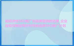 如何评估SEO推广对品牌营销的效果_企业应如何制定有针对性的品牌SEO推广计划