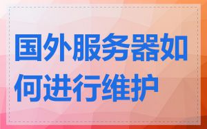 国外服务器如何进行维护