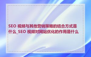 SEO 视频与其他营销策略的结合方式是什么_SEO 视频对网站优化的作用是什么