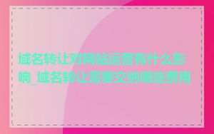 域名转让对网站运营有什么影响_域名转让需要交纳哪些费用