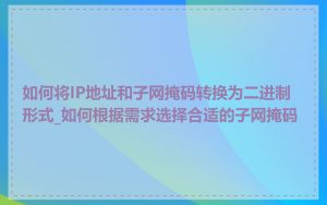 如何将IP地址和子网掩码转换为二进制形式_如何根据需求选择合适的子网掩码