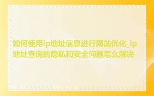 如何使用ip地址信息进行网站优化_ip地址查询的隐私和安全问题怎么解决