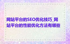 网站平台的SEO优化技巧_网站平台的性能优化方法有哪些