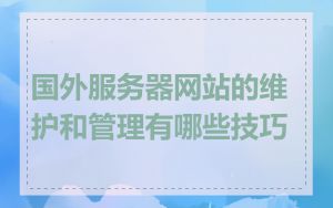 国外服务器网站的维护和管理有哪些技巧