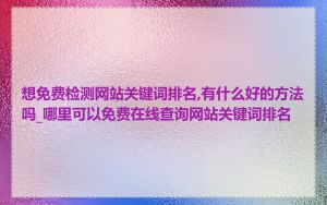 想免费检测网站关键词排名,有什么好的方法吗_哪里可以免费在线查询网站关键词排名