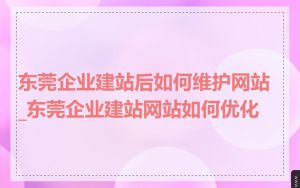 东莞企业建站后如何维护网站_东莞企业建站网站如何优化