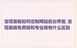 宝塔面板如何定制网站后台界面_宝塔面板免费版和专业版有什么区别