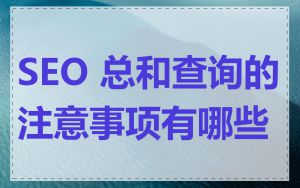 SEO 总和查询的注意事项有哪些