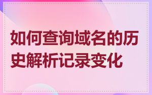 如何查询域名的历史解析记录变化