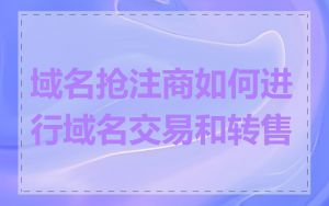 域名抢注商如何进行域名交易和转售