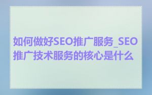 如何做好SEO推广服务_SEO推广技术服务的核心是什么