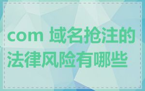com 域名抢注的法律风险有哪些