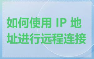 如何使用 IP 地址进行远程连接
