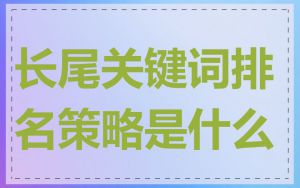 长尾关键词排名策略是什么