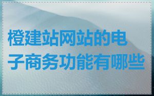 橙建站网站的电子商务功能有哪些